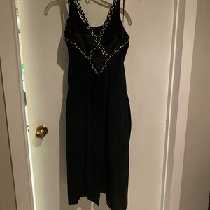 Danier Black Midi Dress with Chain Accents
